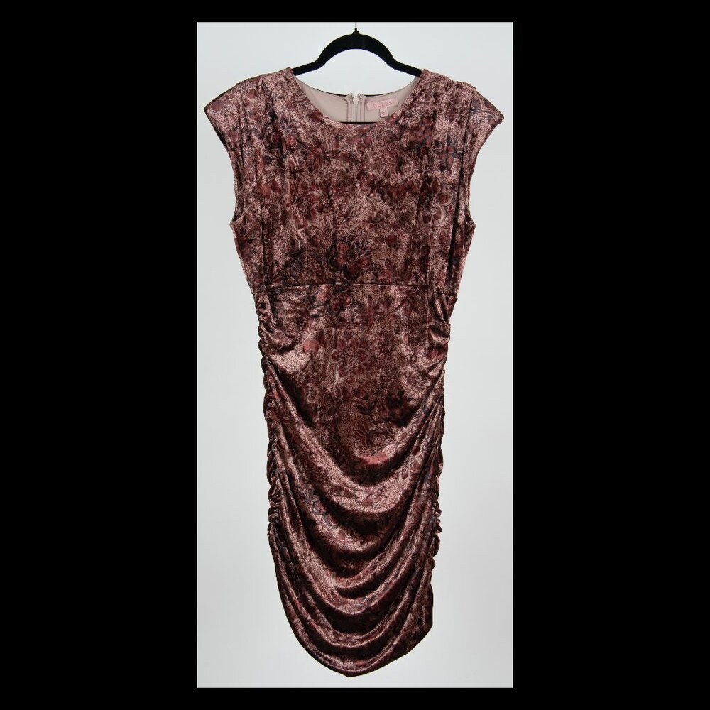 GUESS Spice Market Floral Print Ruched Red Velvet Charlie Party Dress XL NWT
